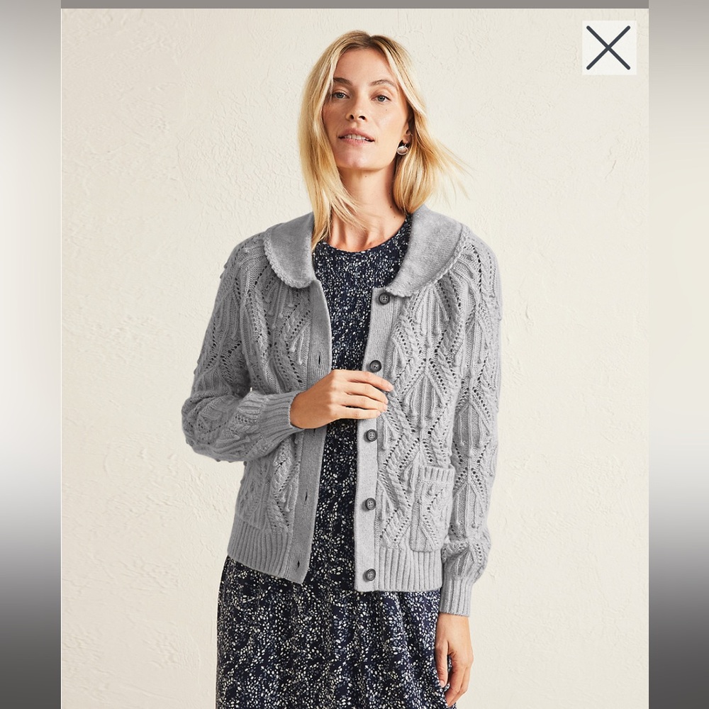 Garnett hill briar cashmere cardigan heathered grey